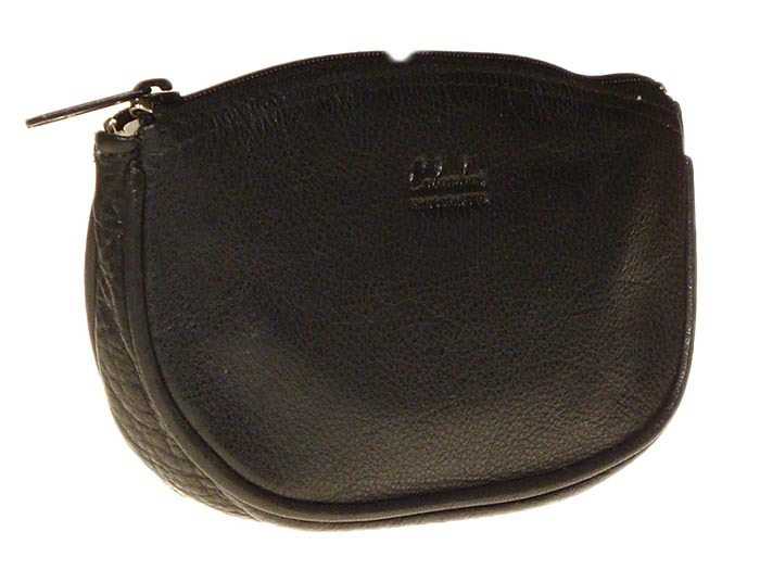 Leather zippered tobacco pouch oval
