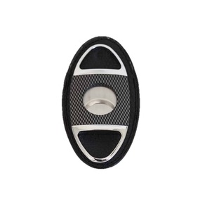 Elegant Metal Cigar Cutter 2 Blades – Carbon Fiber and Silver Finish – Pouch and Gift Box