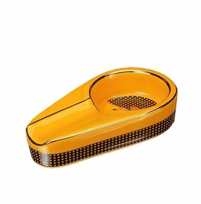 Single cigar ashtray with logo Yellow