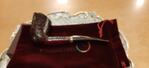 Italian pipe made by Vincenzo features Red sandblast finish with a smoky Brownish stem. Fairly large smoking bowl