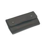 Black leather tobacco pouch with front snaps