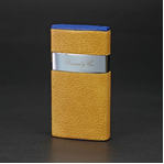 Brizard - Venezia Fountain flame Full Grain Camel Leather & Blue Ostrich lighter